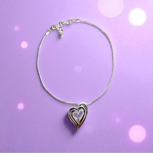 EUC Brighton Infinity Heart Reversible Necklace Silver Crystal - Picture 5 of 8